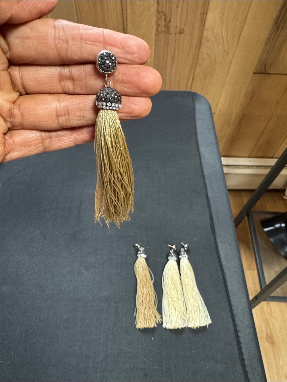 Gold Tassel Drop Earrings with Crystal Accent - Women selling 2/20